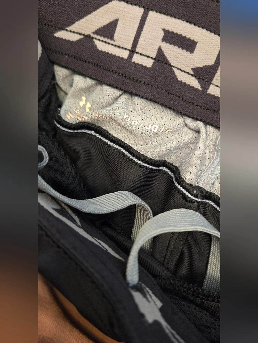 Under Armour Black Gray Athletic Lacrosse Shorts KIDS SIZE L